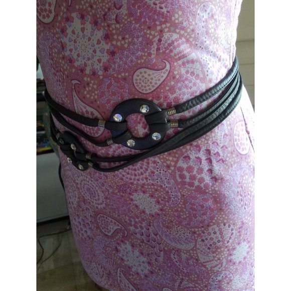 Vintage 1970\'s  genuine Leather and ceramic rings Sash Belt Hand Made Boho main image 6
